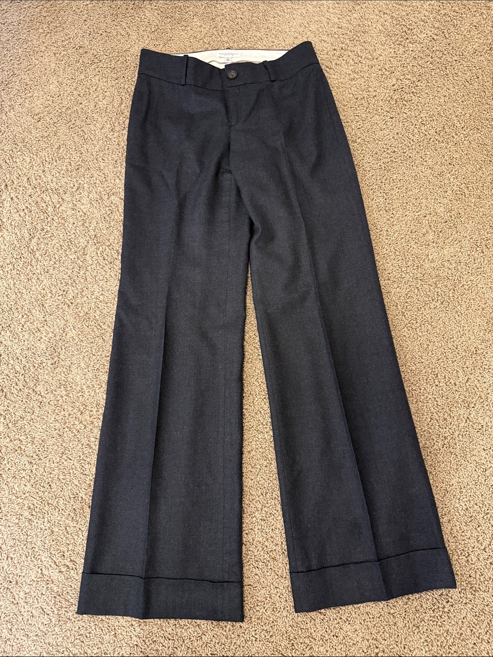 Banana Republic Charcoal Wool Wide-Leg Lined Dress Pants